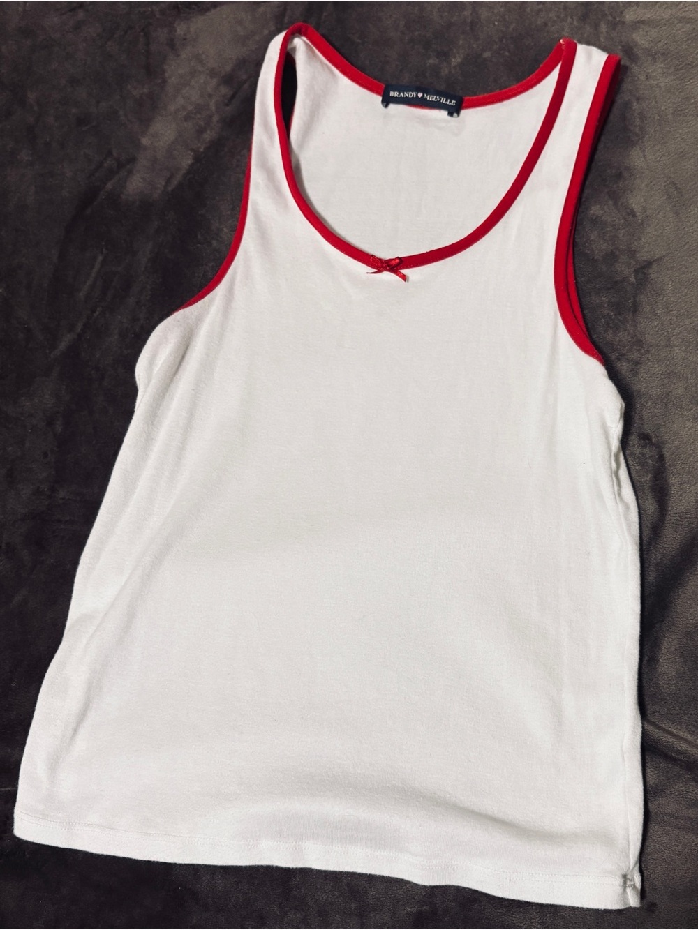 Brandy Melville White Tank with Red Trim and Bow